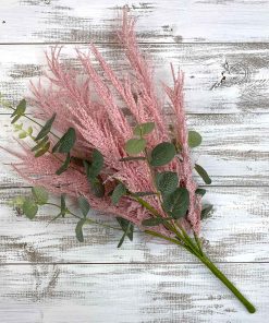 Pink Flocked Pampas Grass – 19″