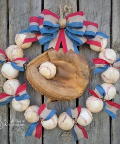 Patriotic Baseball Wreath with Vintage Glove