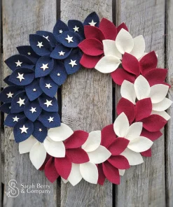 Vintage American Flag Themed Felt Wreath