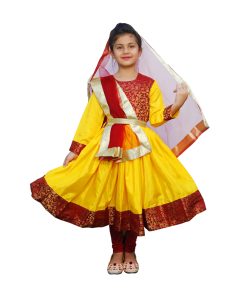 Kathak Dress – Yellow & Maroon Anarkali Dress IMC40000-Yelmaroon