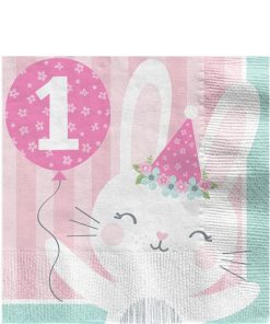 Birthday Bunny 1st Birthday Paper Napkins – 33cm