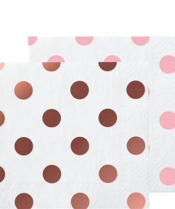 Rose Gold Dot Beverage Paper Napkins – 25cm