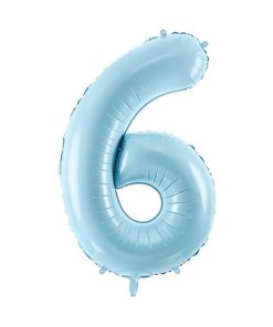34” NUMBER 6 PASTEL BLUE FOIL BALLOON