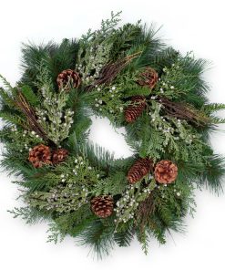 24″ PE/PVC Mixed Pine Wreath