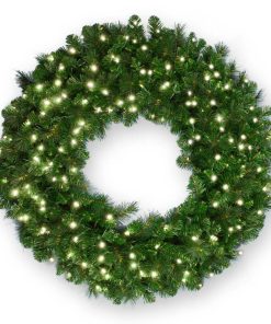 36″ Deluxe Mixed Pine Wreath – Commercial Grade LED – Warm White