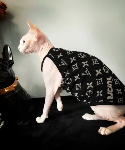 Black Classic LV Camisole Tank Top for Sphynx