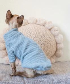 Cat Sweater-Blue Turtleneck Sweater