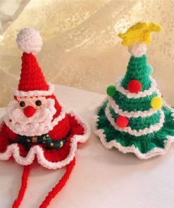 Christmas Hats for Cats- Knitted Christmas tree&santa claus