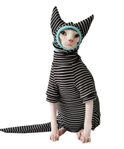 Cute Kitty Outfits-Black and White Stripes