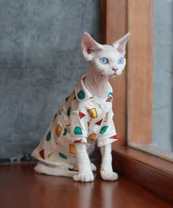 Geometric Pattern Silk Pajamas for Cats