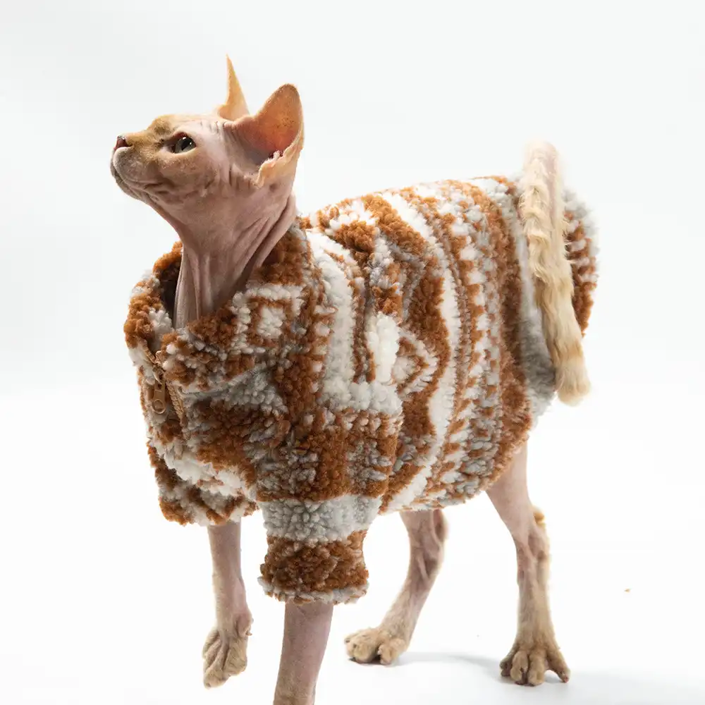 Lamb Velvet Zip Christmas Jacket for Cat