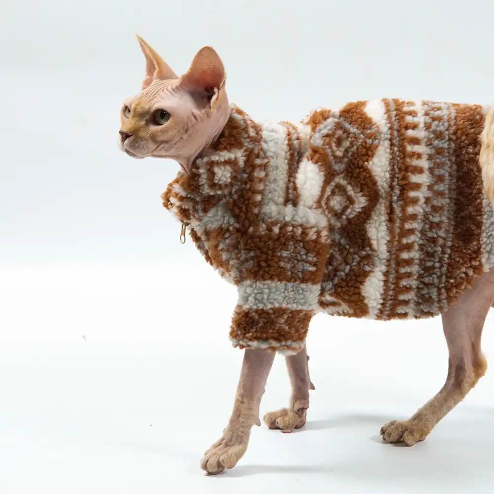 Lamb Velvet Zip Christmas Jacket for Cat - Image 7