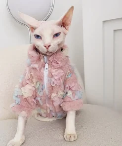 Sphynx Girl Cat Clothes-Rainbow Fur Coat